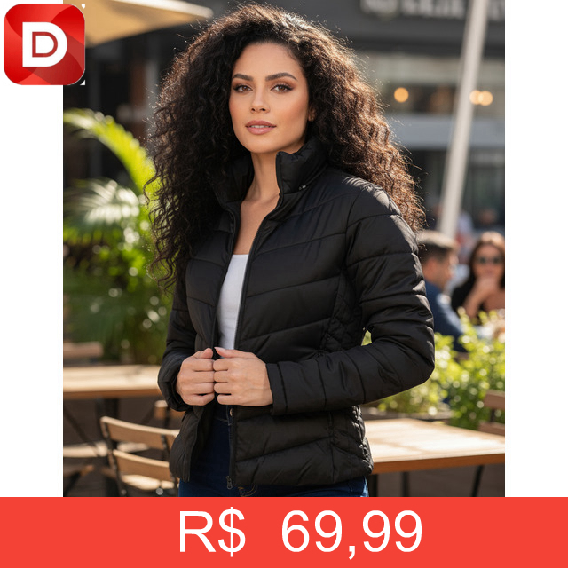 Foto do produto Jaqueta Puffer Feminina Corta Vento Nylon