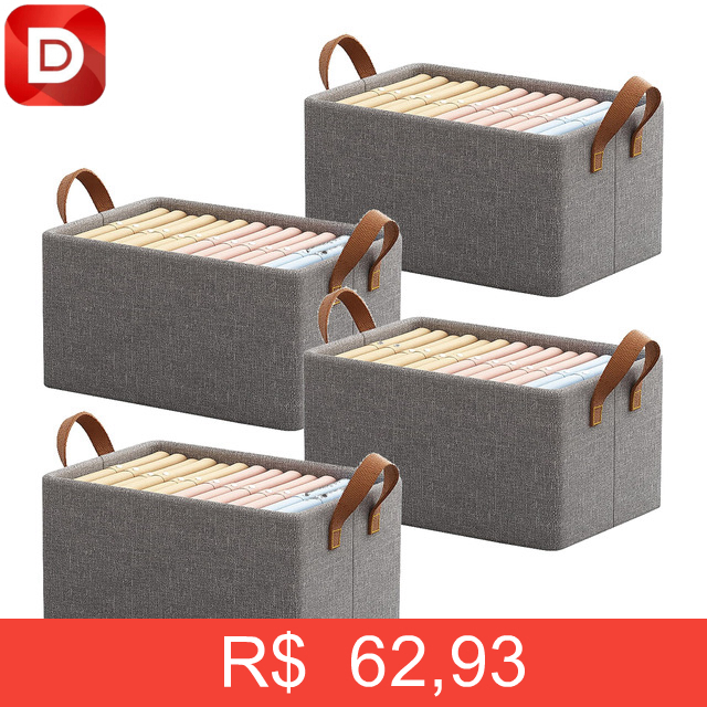 Foto do produto Kit Organizador Guarda Roupa Cesto Multiuso Dobrável