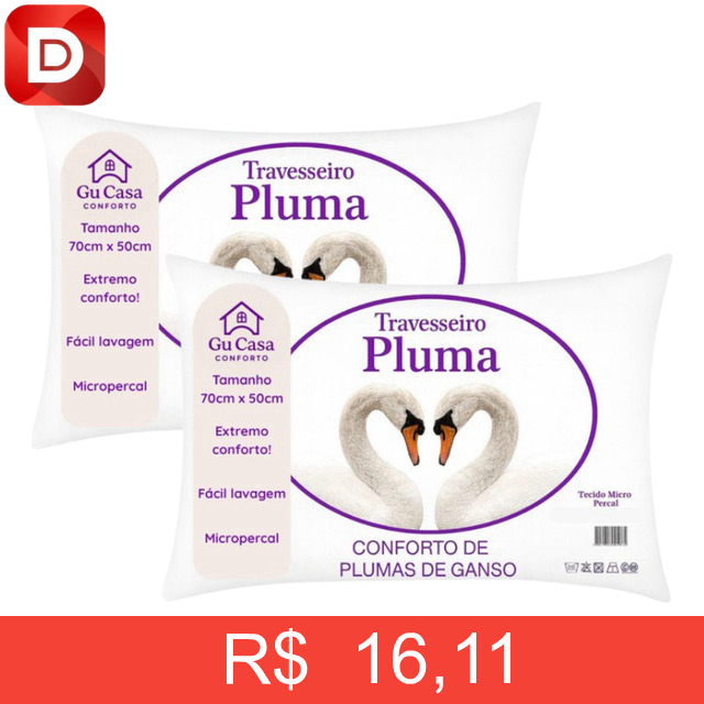 Foto do produto Kit 2 Travesseiros Plumas