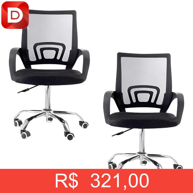 Foto do produto Conjunto 2 Cadeiras Com Pistão Office Escritório Ergonômica