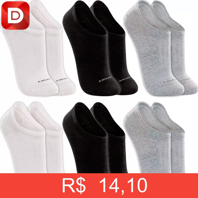 Foto do produto Kit com 6 Pares De Meias Lupo Sapatilha