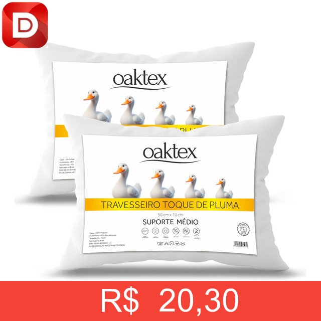 Foto do produto Kit com 2 Travesseiros 50x70 Toque De Pluma