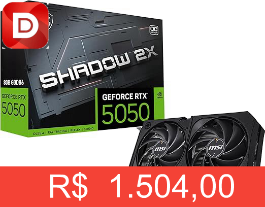 Foto do produto MSI GeForce RTX 5050 8G SHADOW 2X OC