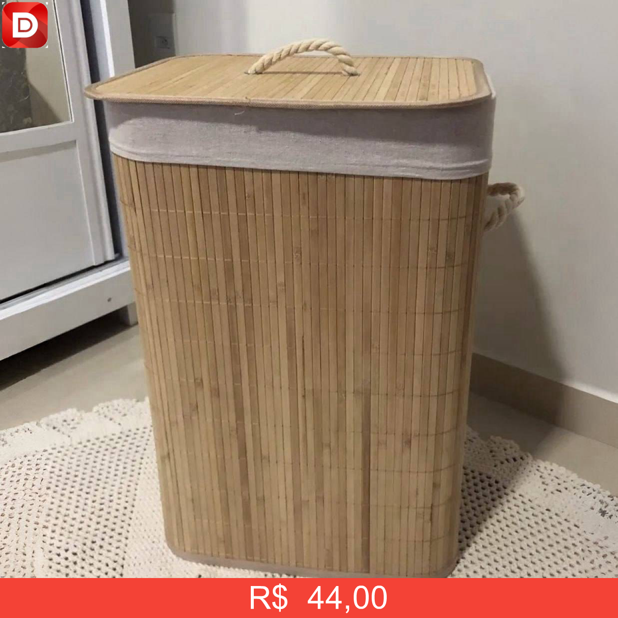 Foto do produto Cesto Roupas Sujas Bambu