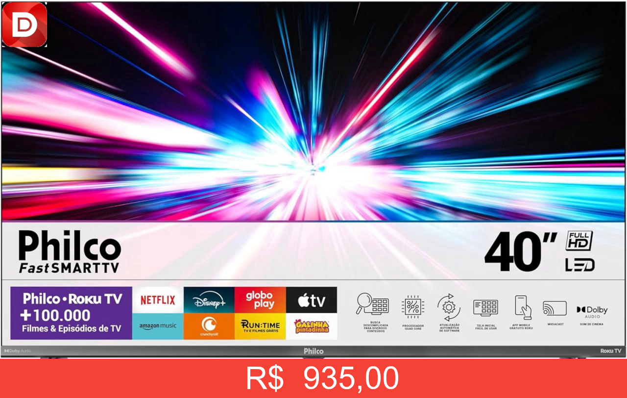 Foto do produto Smart TV 40” Philco Roku TV LED Dolby Audio PTV40M9GR2CGB