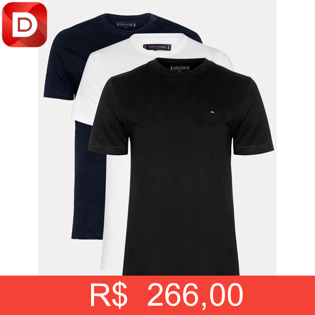 Foto do produto Kit 3 Camisetas Tommy Hilfiger