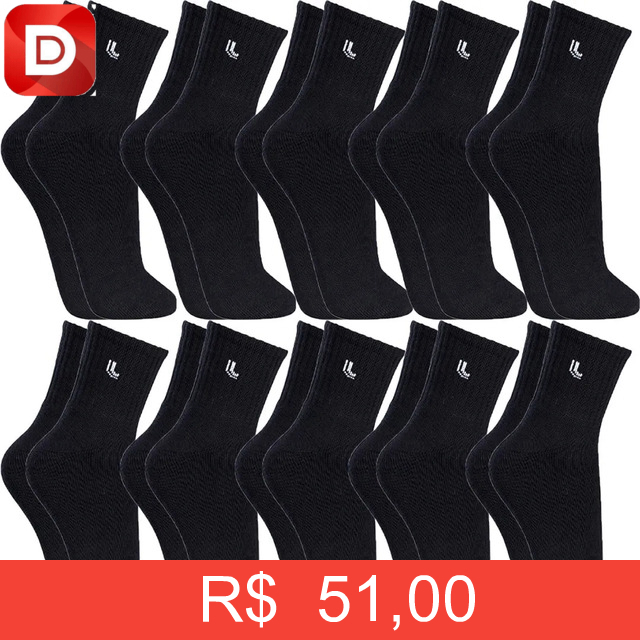 Foto do produto Kit Com 10 Pares De Meia Cano Longo Adulto Lupo
