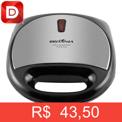 Foto do produto Grill E Sanduicheira Crome Inox 750w Britânia