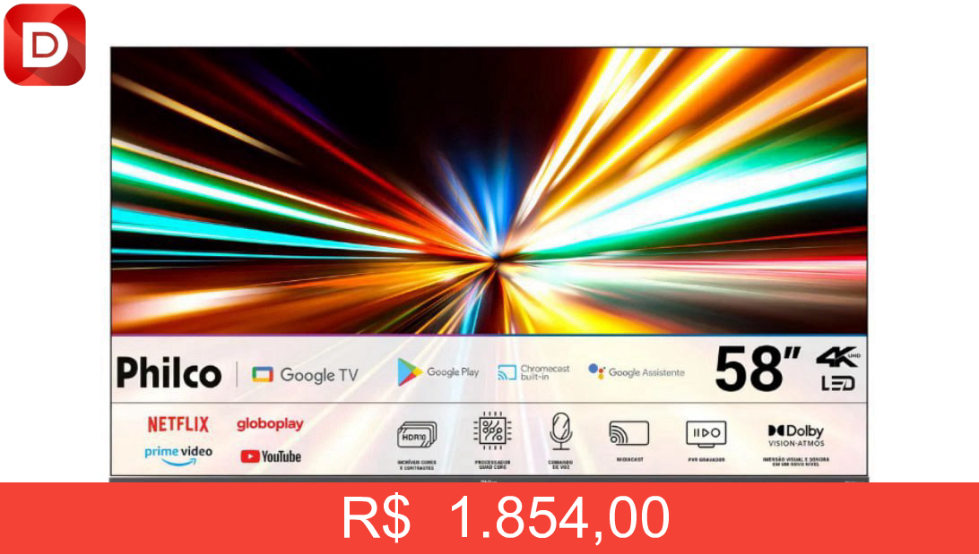 Foto do produto Smart TV 58 Philco LED 4K Google TV HDR10