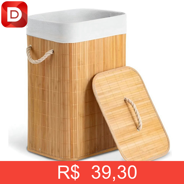 Foto do produto Cesto De Roupa Bambu Dobrável