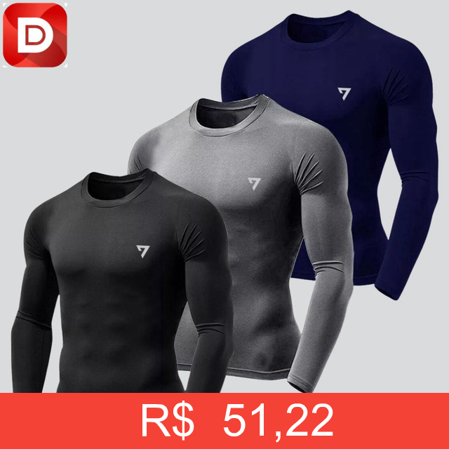 Foto do produto Kit 3 Camisetas Térmicas Masculina Segunda Pele