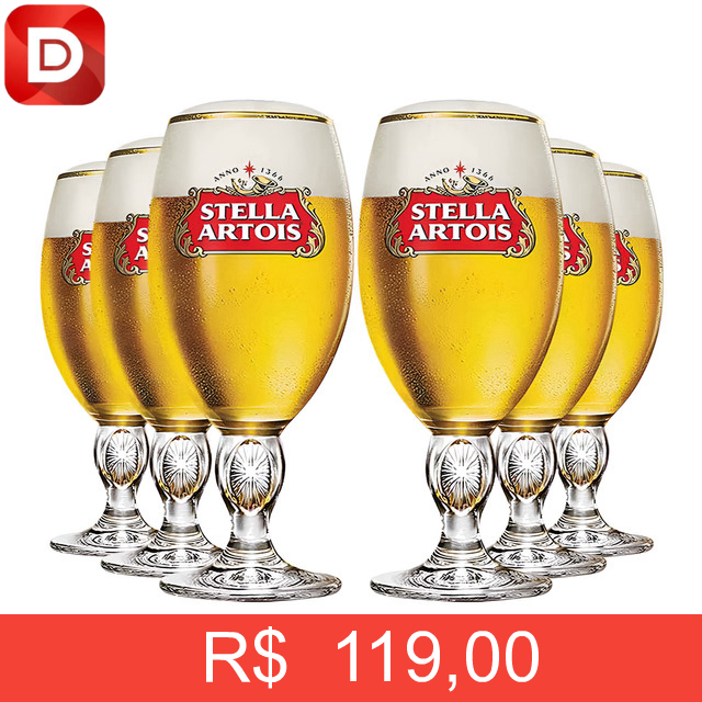 Foto do produto Conjunto de 6 Taças Stella Artois Belgium Ruvolo