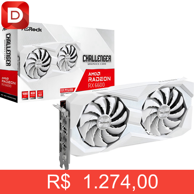 Foto do produto Asrock Amd Radeon Rx6600 Challenger White