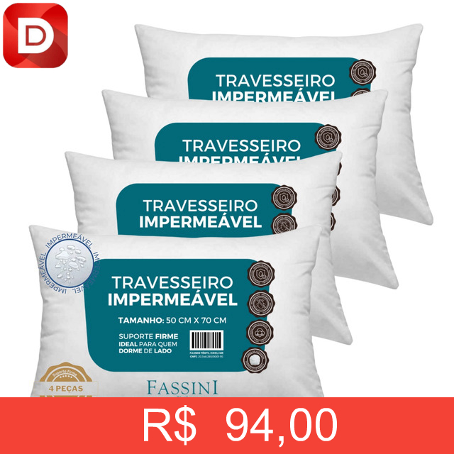 Foto do produto Kit com 4 Travesseiros Antialérgico Impermeável Fassini