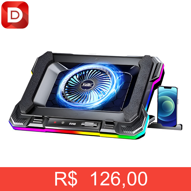 Foto do produto Base Gamer Para Notebook Rgb Preto Multicolor