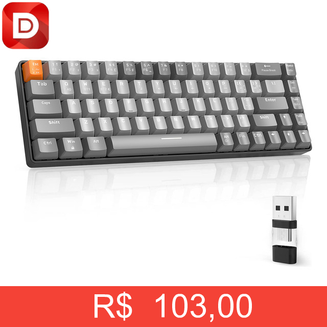 Foto do produto Teclado Mecânico Gamer Sem Fio wolf liberty k68