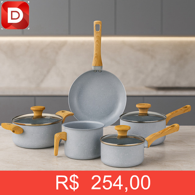 Foto do produto Jogo de Panelas Antiaderente Cerâmica Mimo Style 5 Peças