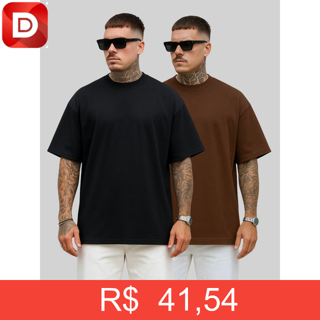 Foto do produto Kit com 2 Camisetas Oversized Streetwear