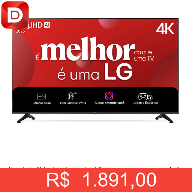 Foto do produto Smart TV 4K 55 LG UHD 55UA75