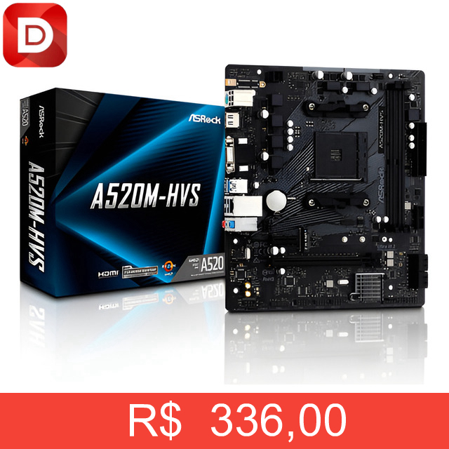 Foto do produto Placa Mae Amd Am4 A520 Asrock A520M-HVS