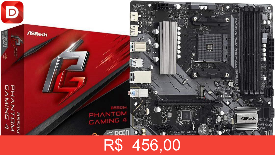 Foto do produto Placa Mãe AsRock B550M Phantom Gaming 4