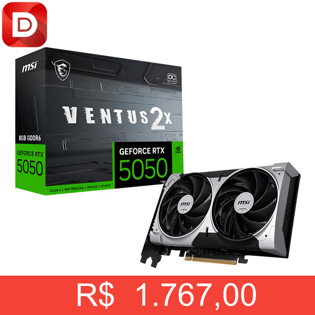Foto do produto Placa De Vídeo Msi Nvidia Ventus Oc 2x RTX 5050 8GB