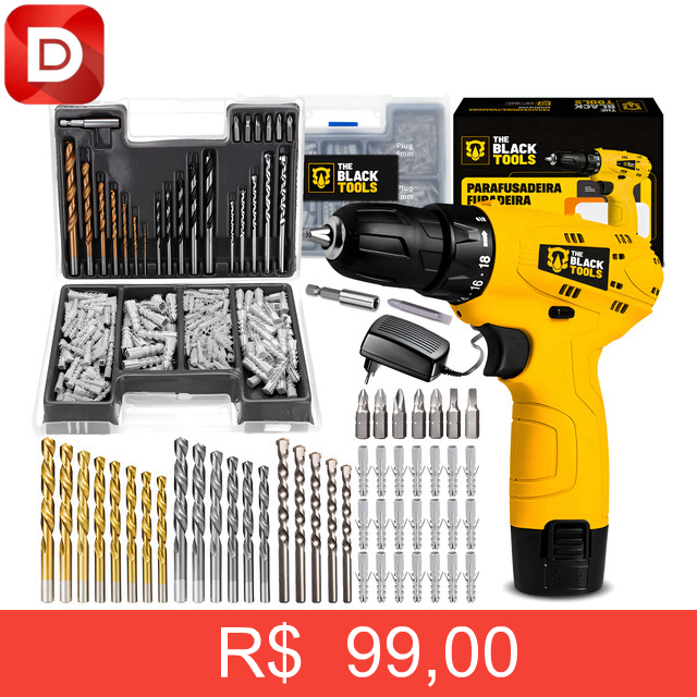 Foto do produto Parafusadeira Furadeira 3/8 A Bateria Tb12a The Black Tools