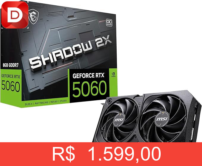 Foto do produto MSI RTX 5060 Shadow 2X OC