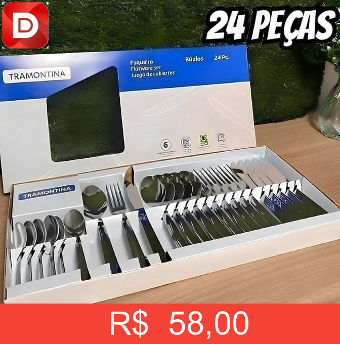 Foto do produto Jogo Talheres Faqueiro Búzios Aço Inox 24 Peças Tramontina