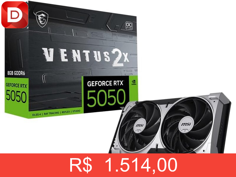 Foto do produto GPU NV RTX5050 8GB GDDR6 128BITS VENTUS 2X OC MSI