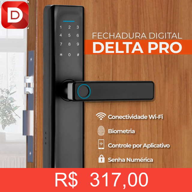 Foto do produto Fechadura Eletronica Digital com Biometria Kuantttum