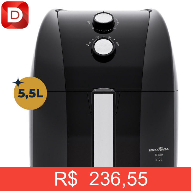 Foto do produto Air Fryer Britânia 5,5l Antiaderente Redstone 1500w 220V