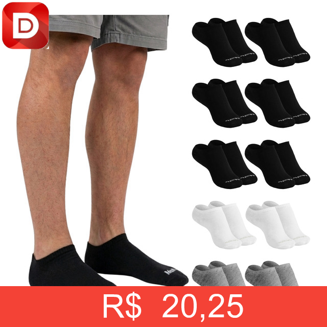 Foto do produto Kit 10 Pares Meias Mash Invisível Esportiva Algodão