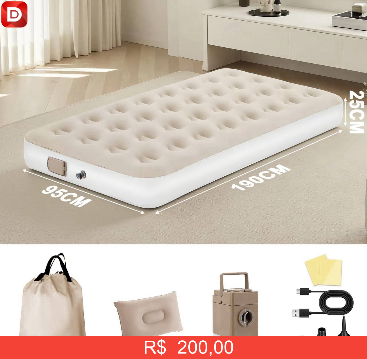 Foto do produto Colchão Inflável de Ar Queen Individual