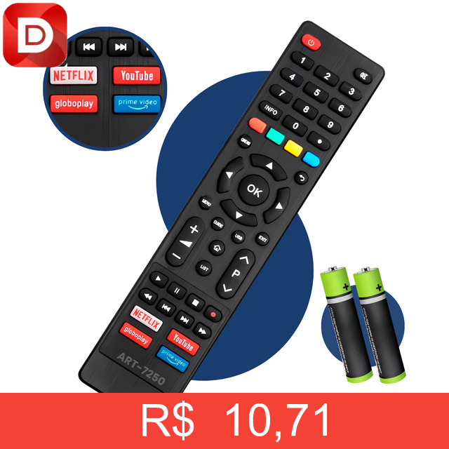 Foto do produto Controle Remoto Para Philco Smart Tv Lcd Pilhas Ptv Preto