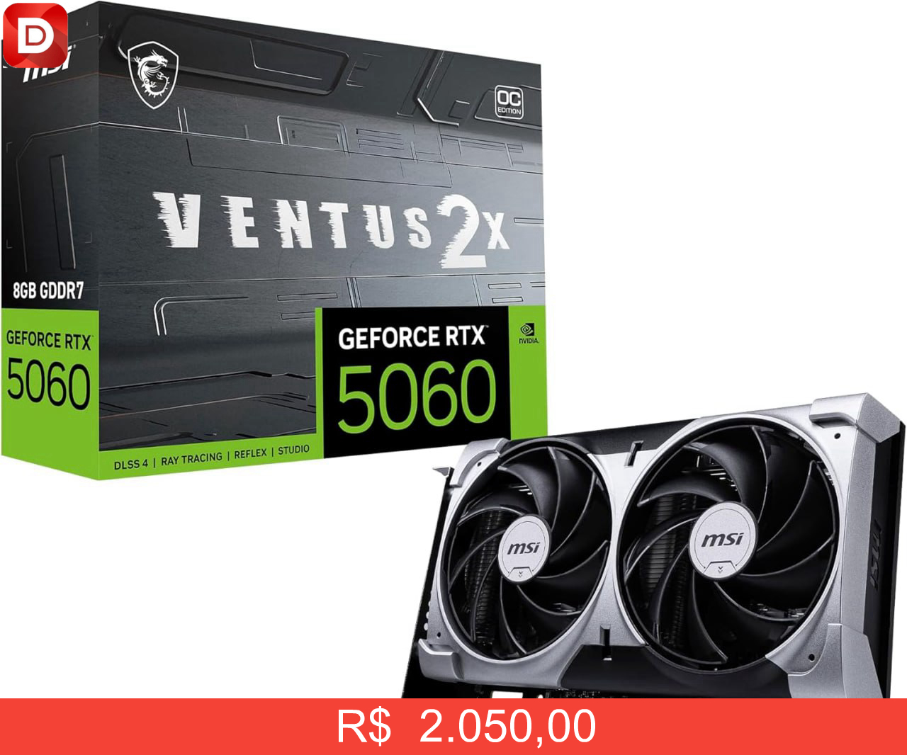 Foto do produto Msi RTX 5060 Ventus 2X OC 8GB