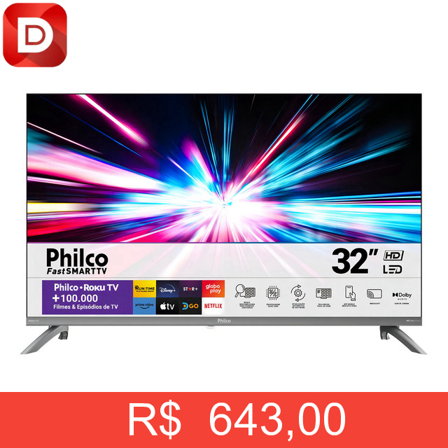 Foto do produto Smart Tv 32 Philco Led Roku Tv Hd Dolby Audio