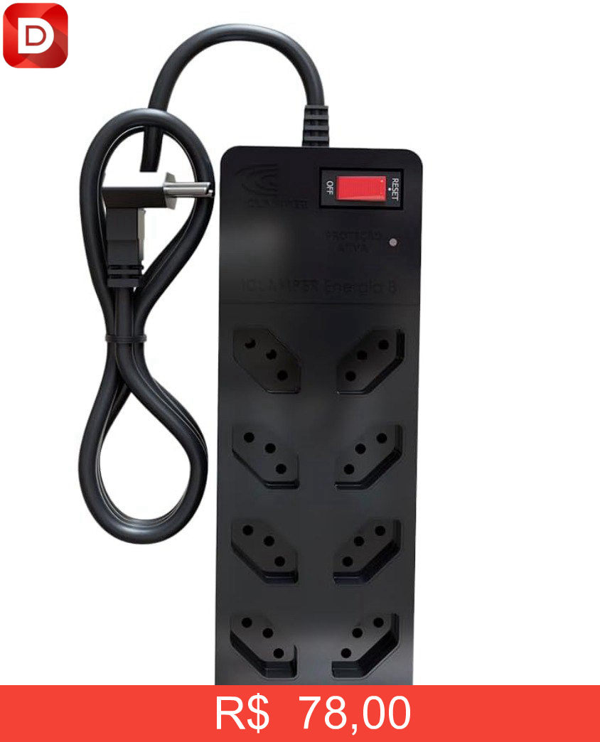 Foto do produto Filtro de Linha com DPS iCLAMPER Energia 8 Tomadas