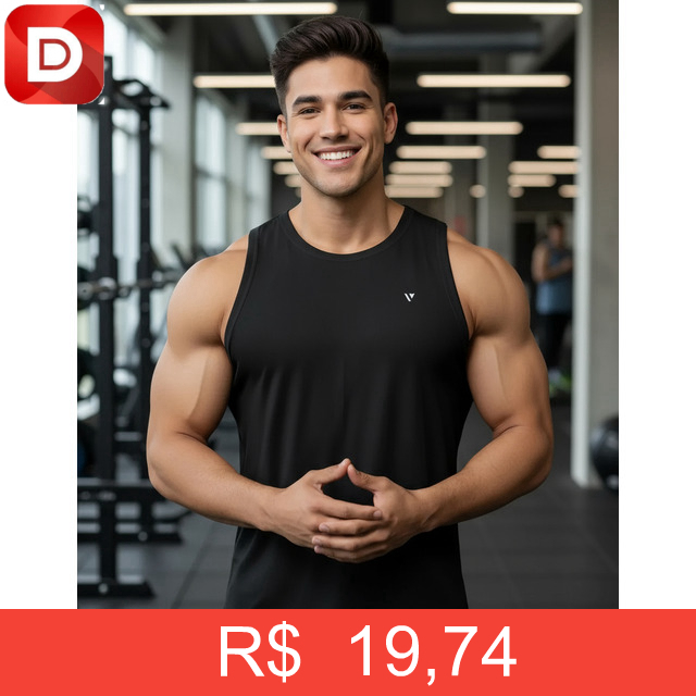 Foto do produto Regata Dry Fit Lisa Camiseta Masculina Academia Treino Voker