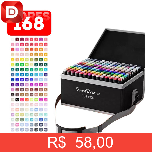 Foto do produto Kit Conjunto Canetas Marcador Canetinha Ponta Dupla