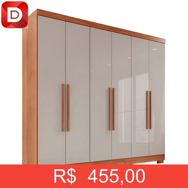 Foto do produto Guarda-roupa Casal 6 Portas 2 Gavetas