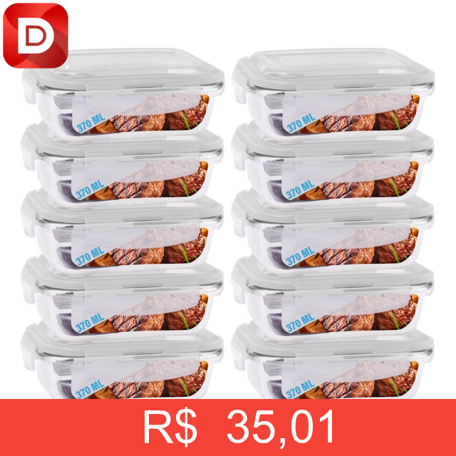 Foto do produto Conjunto 10 Potes Vidro Hermético