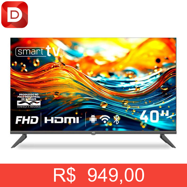 Foto do produto Smart TV HQ 40” Full HD Android 12 Slim