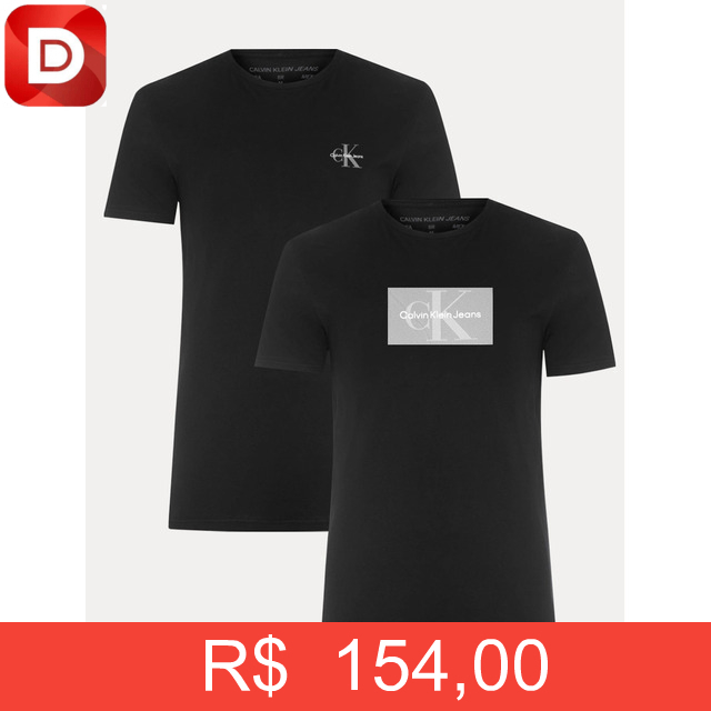 Foto do produto Kit com 2 Camisetas Calvin Klein Slim Fit