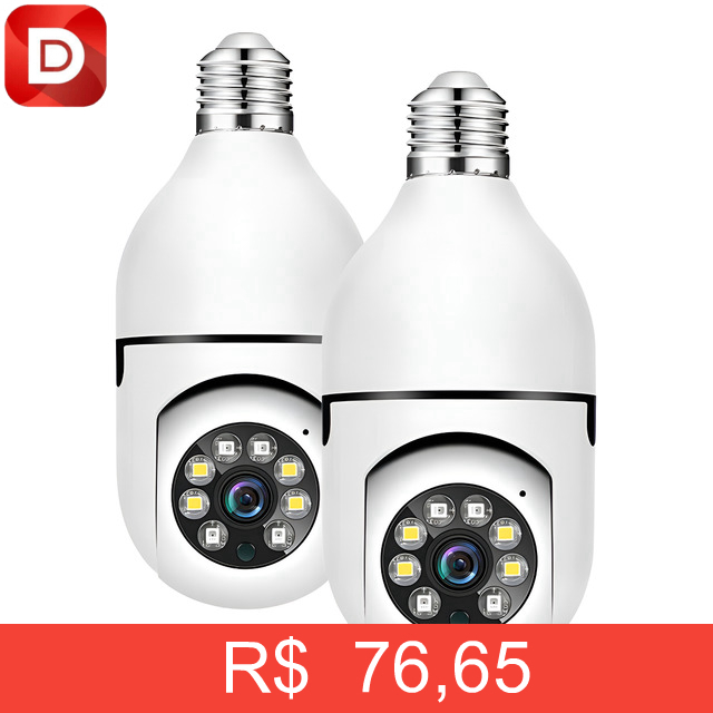 Foto do produto Kit 2 Câmera Lâmpada Wifi Giratória Full Hd 360º