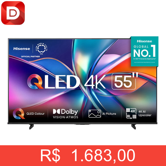 Foto do produto Smart Tv 55 4k Uhd Qled Hdr10 Dolby Atmos Vidaa U9 Hisense