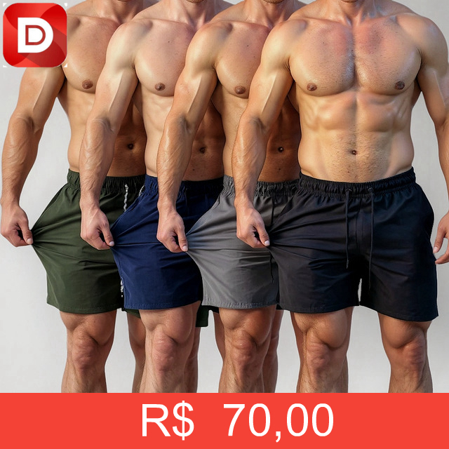 Foto do produto Kit 4 Bermuda Masculina Short Praia Academia