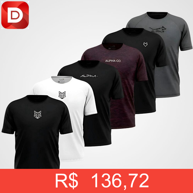 Foto do produto Kit 6 Camisetas Alpha
