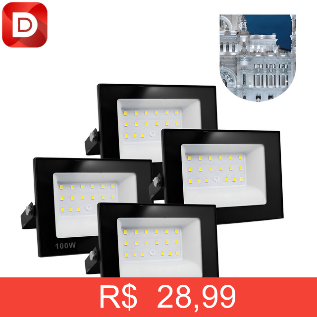 Foto do produto Kit 4 Refletor Led 100w Holofote