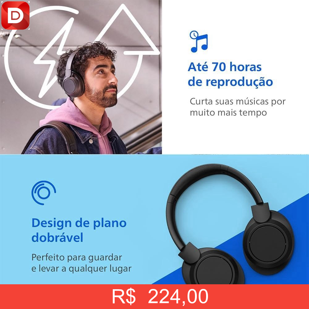 Foto do produto Philips Headphone Bluetooth TAH6509BK/00